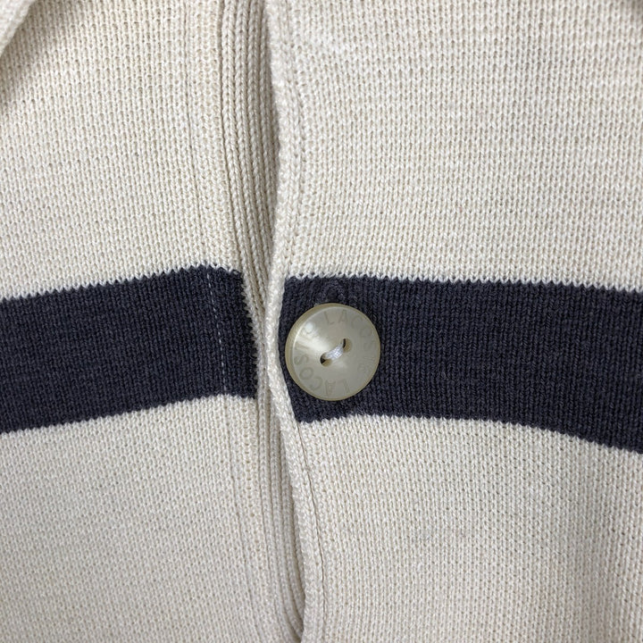 Lacoste long-sleeved striped polo shirt, men's size L cotton Beige type Vintage Second Hand