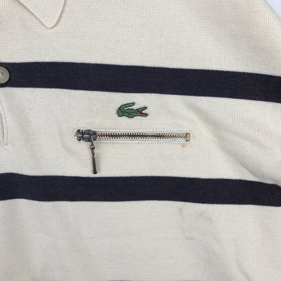 Lacoste long-sleeved striped polo shirt, men's size L cotton Beige type Vintage Second Hand