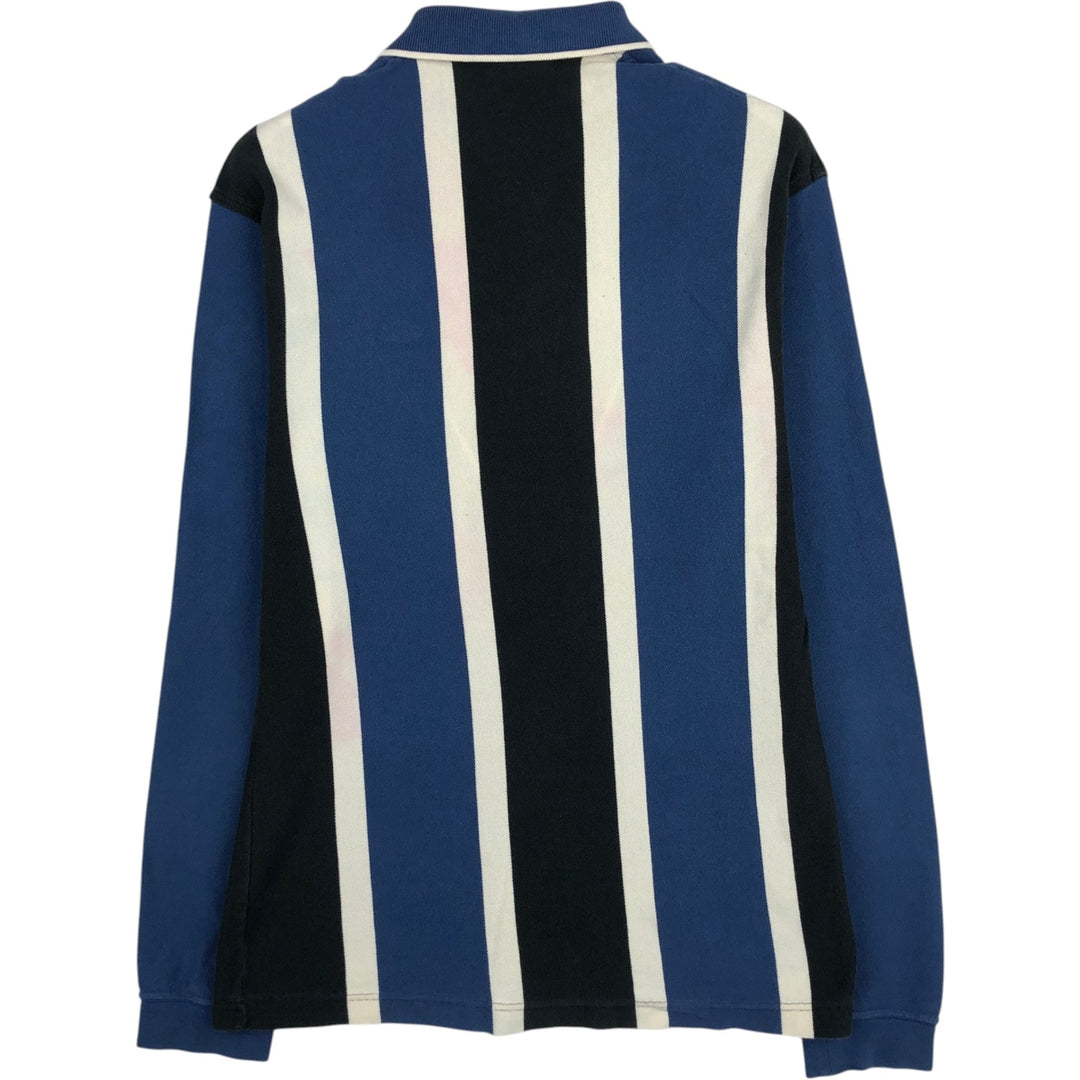 Lacoste Stripe Pattern Multi-Striped Long-Sleeve Polo Shirt, Size 4 (Men's M equivalent) cotton black type Vintage Second Hand