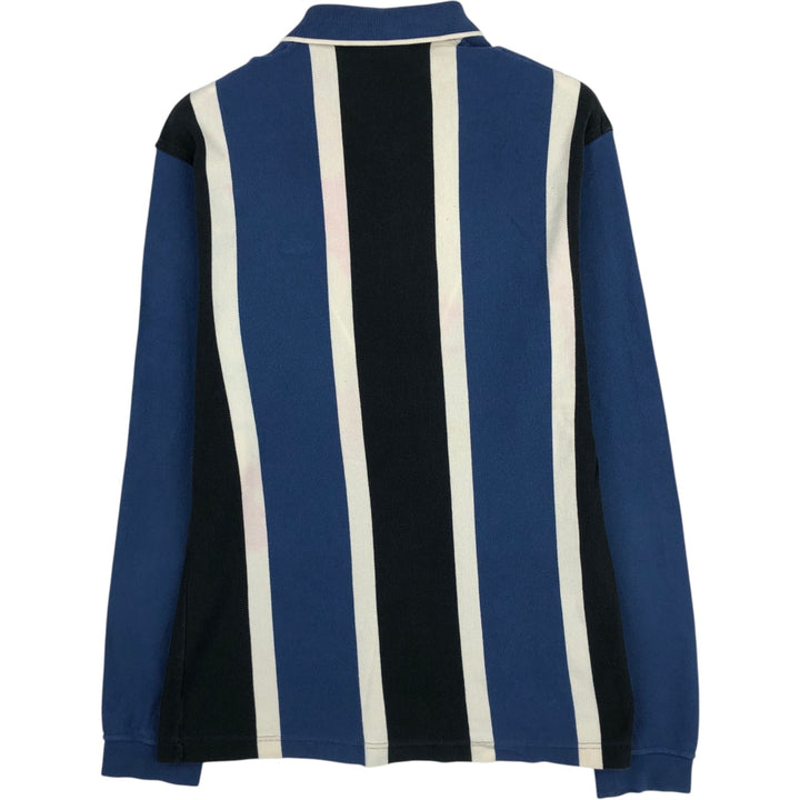 Lacoste Stripe Pattern Multi-Striped Long-Sleeve Polo Shirt, Size 4 (Men's M equivalent) cotton black type Vintage Second Hand
