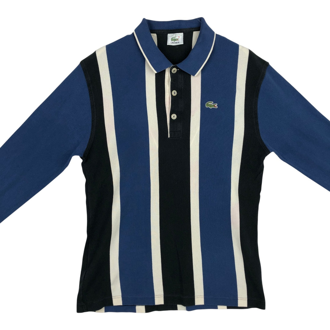 Lacoste Stripe Pattern Multi-Striped Long-Sleeve Polo Shirt, Size 4 (Men's M equivalent) cotton black type Vintage Second Hand