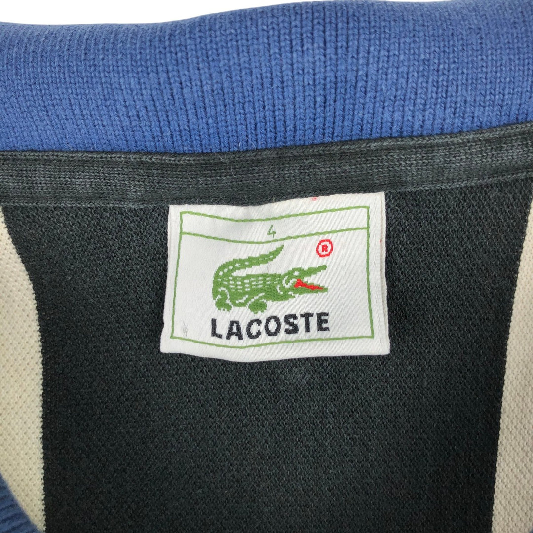 Lacoste Stripe Pattern Multi-Striped Long-Sleeve Polo Shirt, Size 4 (Men's M equivalent) cotton black type Vintage Second Hand