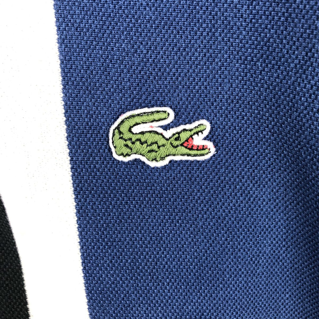 Lacoste Stripe Pattern Multi-Striped Long-Sleeve Polo Shirt, Size 4 (Men's M equivalent) cotton black type Vintage Second Hand
