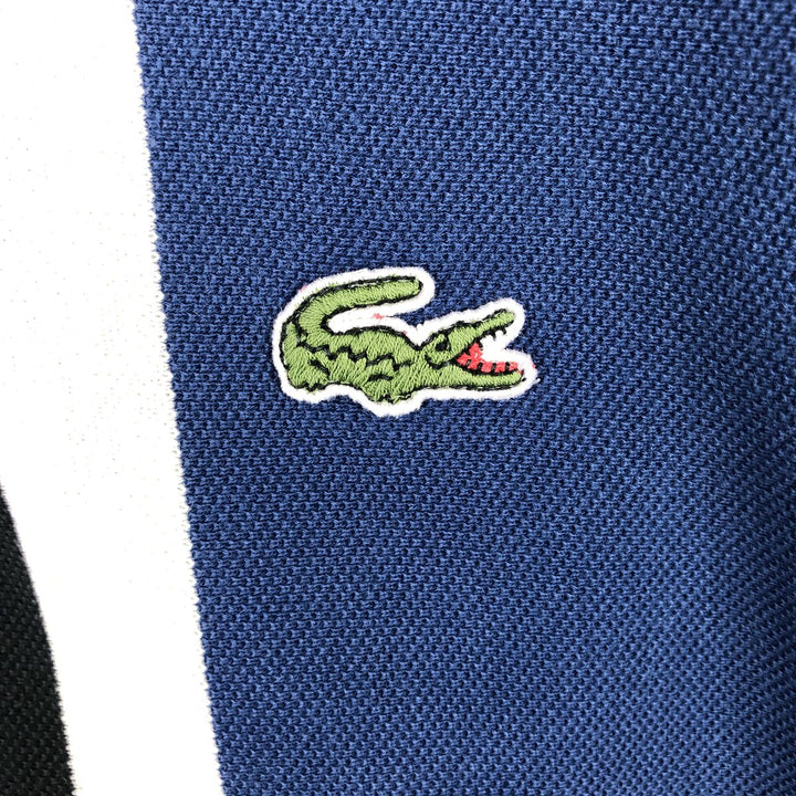 Lacoste Stripe Pattern Multi-Striped Long-Sleeve Polo Shirt, Size 4 (Men's M equivalent) cotton black type Vintage Second Hand