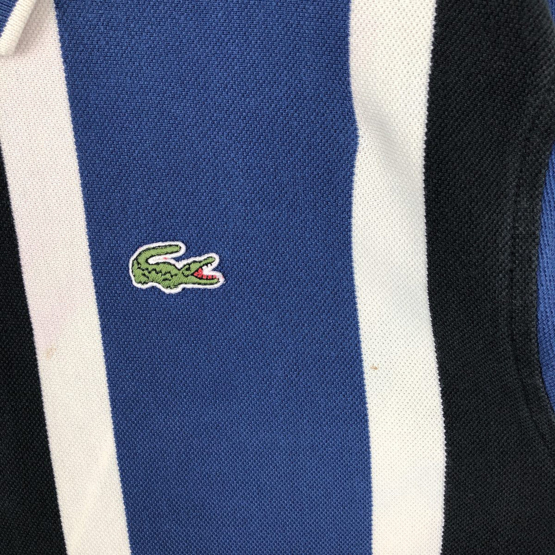 Lacoste Stripe Pattern Multi-Striped Long-Sleeve Polo Shirt, Size 4 (Men's M equivalent) cotton black type Vintage Second Hand