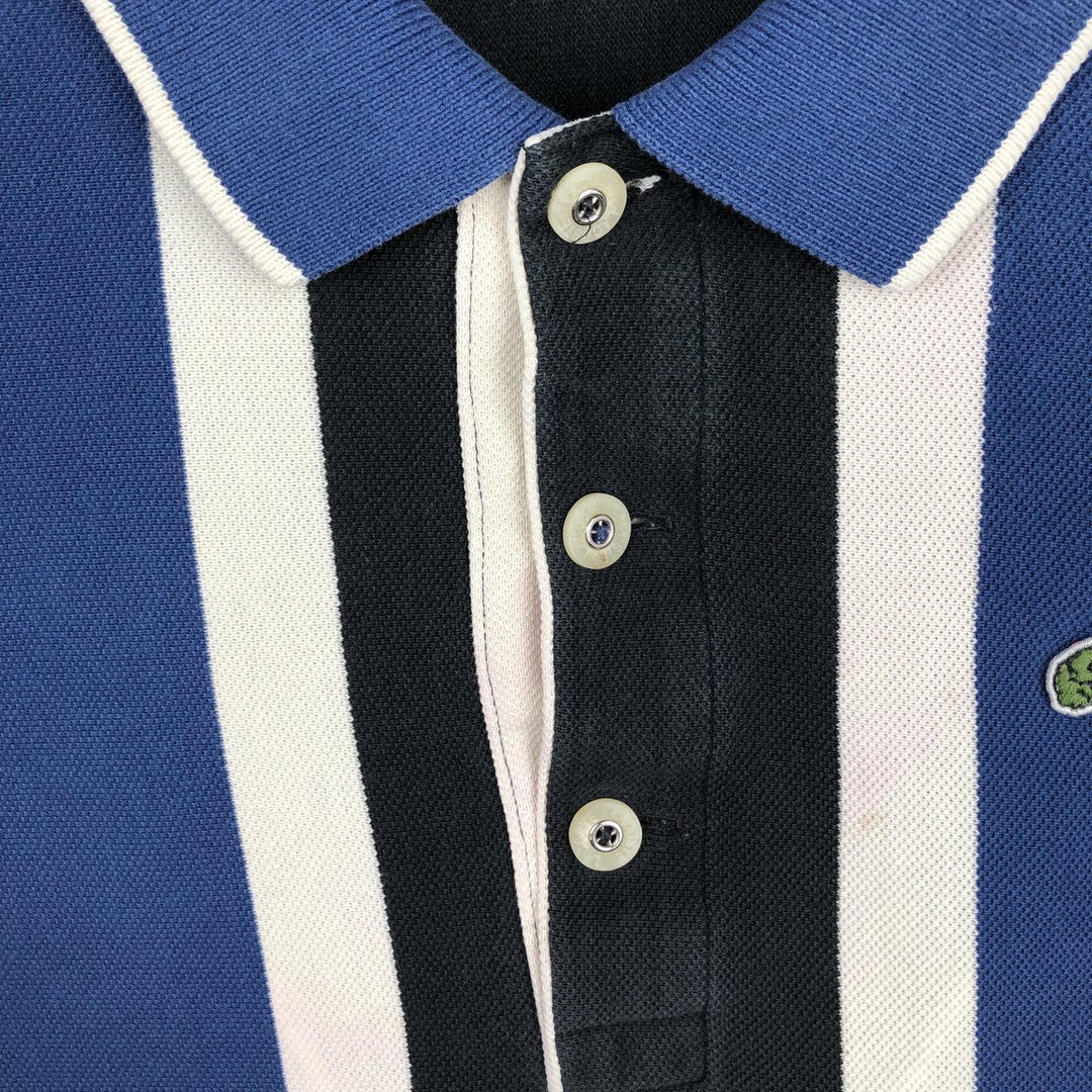 Lacoste Stripe Pattern Multi-Striped Long-Sleeve Polo Shirt, Size 4 (Men's M equivalent) cotton black type Vintage Second Hand