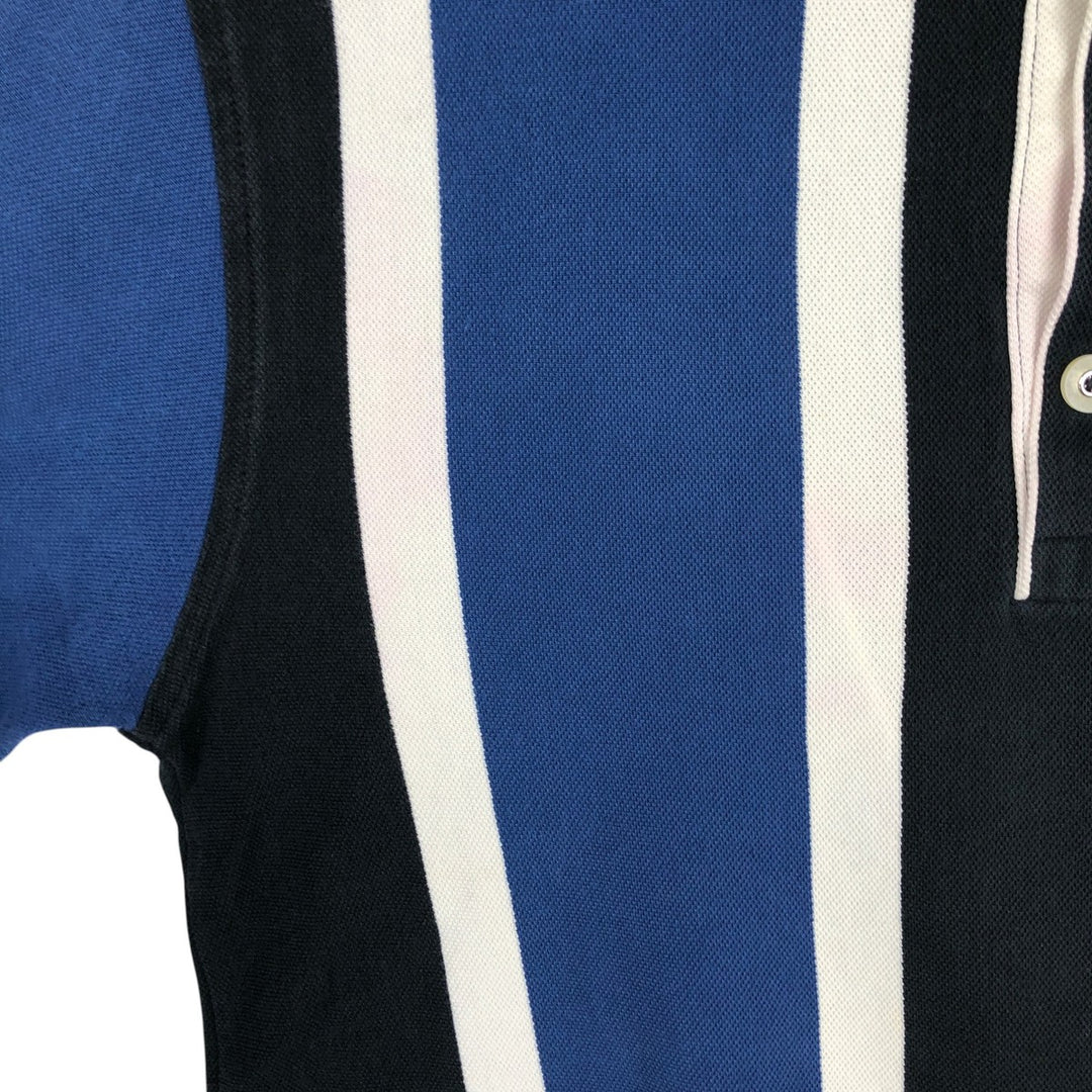 Lacoste Stripe Pattern Multi-Striped Long-Sleeve Polo Shirt, Size 4 (Men's M equivalent) cotton black type Vintage Second Hand