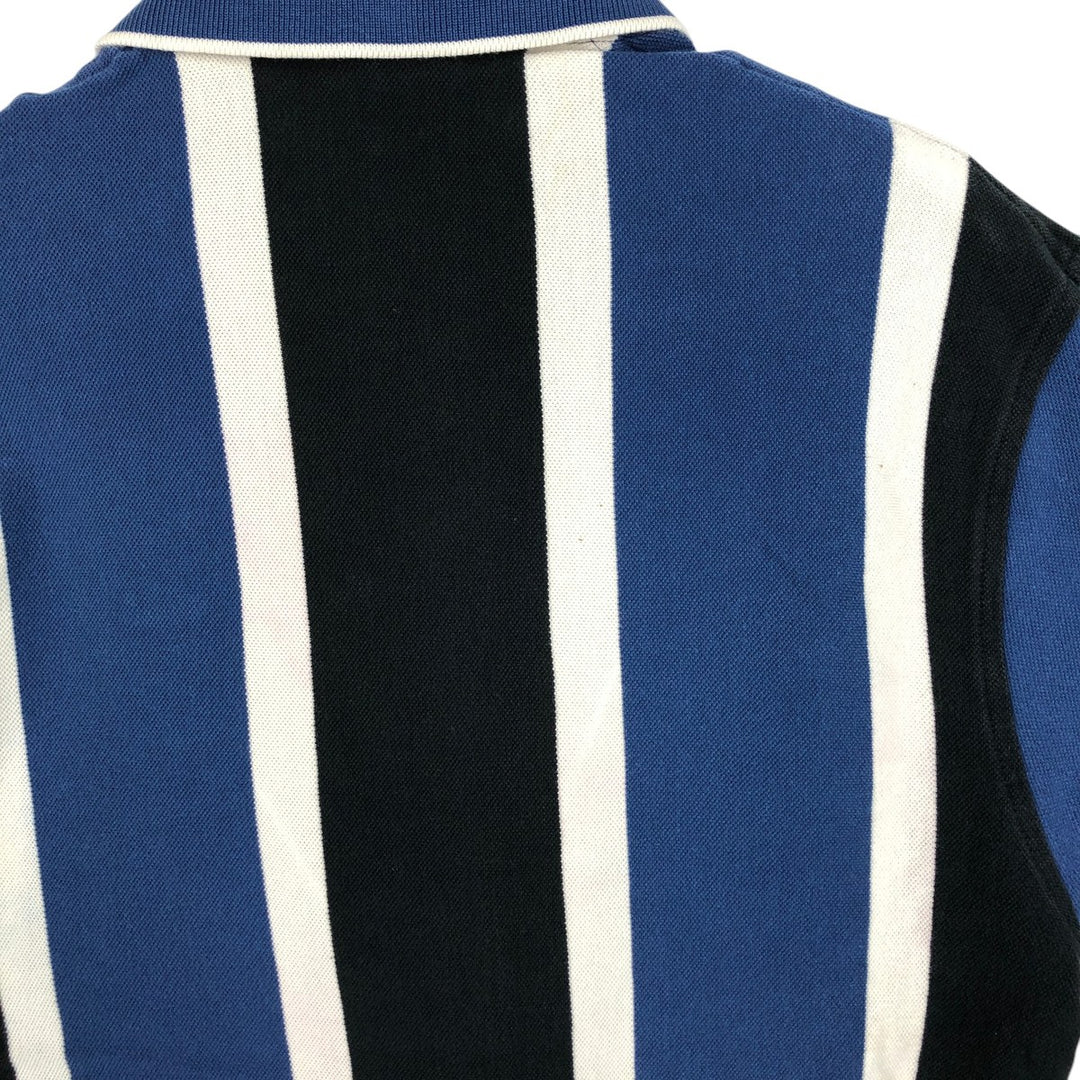 Lacoste Stripe Pattern Multi-Striped Long-Sleeve Polo Shirt, Size 4 (Men's M equivalent) cotton black type Vintage Second Hand