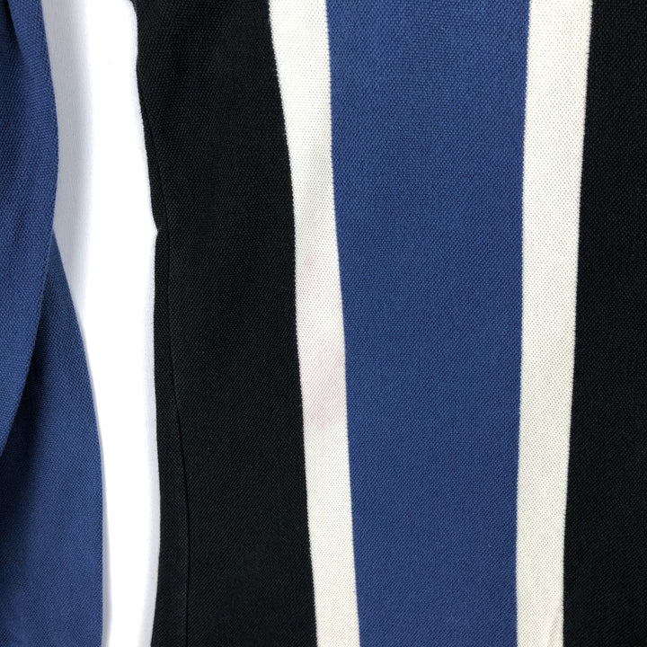 Lacoste Stripe Pattern Multi-Striped Long-Sleeve Polo Shirt, Size 4 (Men's M equivalent) cotton black type Vintage Second Hand