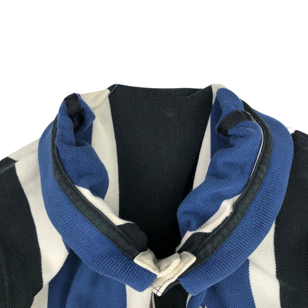 Lacoste Stripe Pattern Multi-Striped Long-Sleeve Polo Shirt, Size 4 (Men's M equivalent) cotton black type Vintage Second Hand