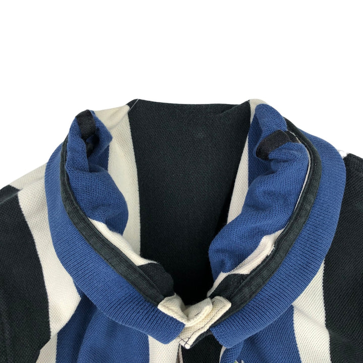 Lacoste Stripe Pattern Multi-Striped Long-Sleeve Polo Shirt, Size 4 (Men's M equivalent) cotton black type Vintage Second Hand