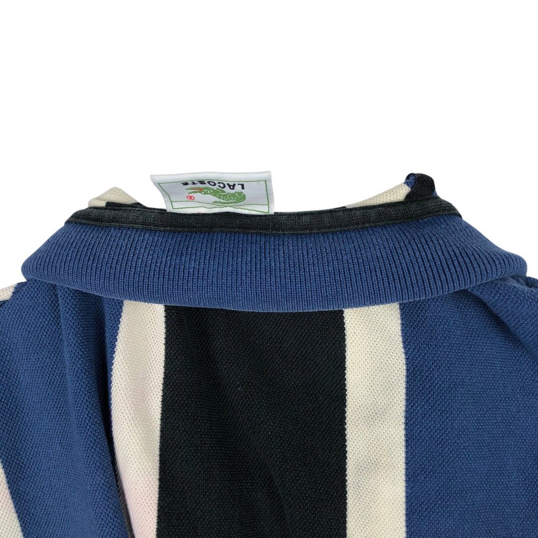 Lacoste Stripe Pattern Multi-Striped Long-Sleeve Polo Shirt, Size 4 (Men's M equivalent) cotton black type Vintage Second Hand