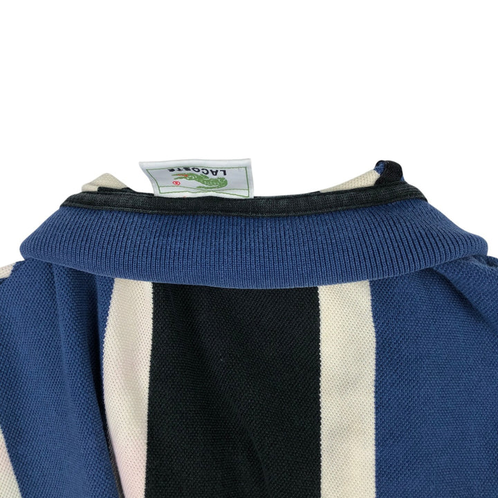 Lacoste Stripe Pattern Multi-Striped Long-Sleeve Polo Shirt, Size 4 (Men's M equivalent) cotton black type Vintage Second Hand