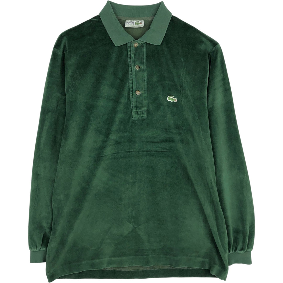 1980'S Lacoste CHEMISE French Lacoste Long-Sleeve Polo Shirt, Men's Size L (Equivalent), Vintage cotton green type Vintage Second Hand