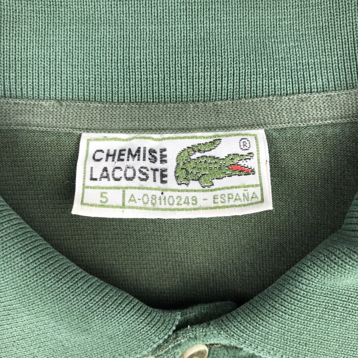 1980'S Lacoste CHEMISE French Lacoste Long-Sleeve Polo Shirt, Men's Size L (Equivalent), Vintage cotton green type Vintage Second Hand