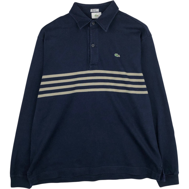 Lacoste long-sleeved polo shirt, men's size L (approx.) cotton navy blue type Vintage Second Hand