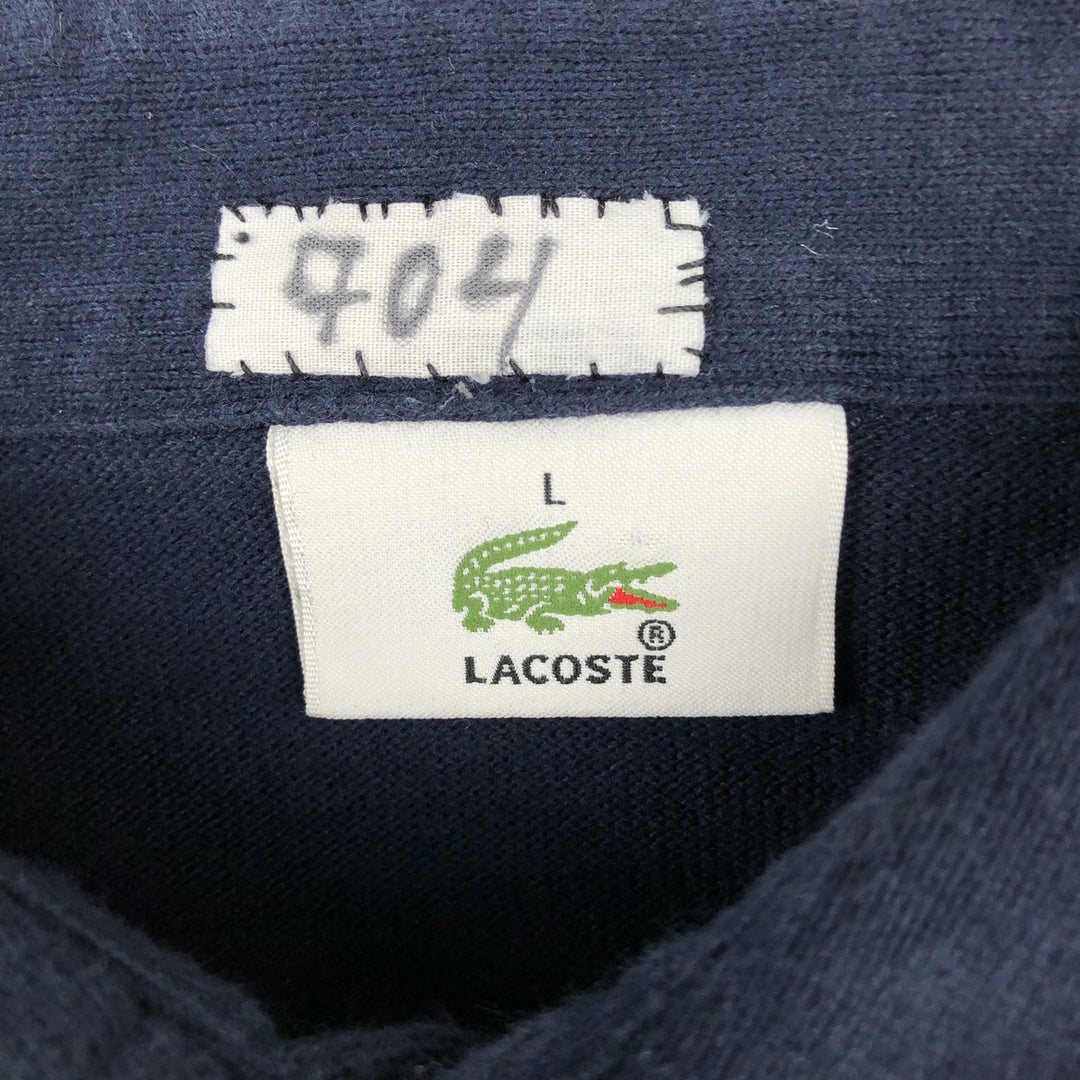 Lacoste long-sleeved polo shirt, men's size L (approx.) cotton navy blue type Vintage Second Hand