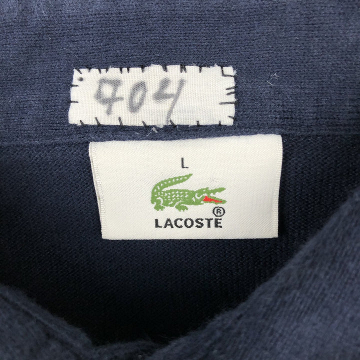 Lacoste long-sleeved polo shirt, men's size L (approx.) cotton navy blue type Vintage Second Hand