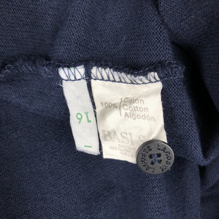 Lacoste long-sleeved polo shirt, men's size L (approx.) cotton navy blue type Vintage Second Hand