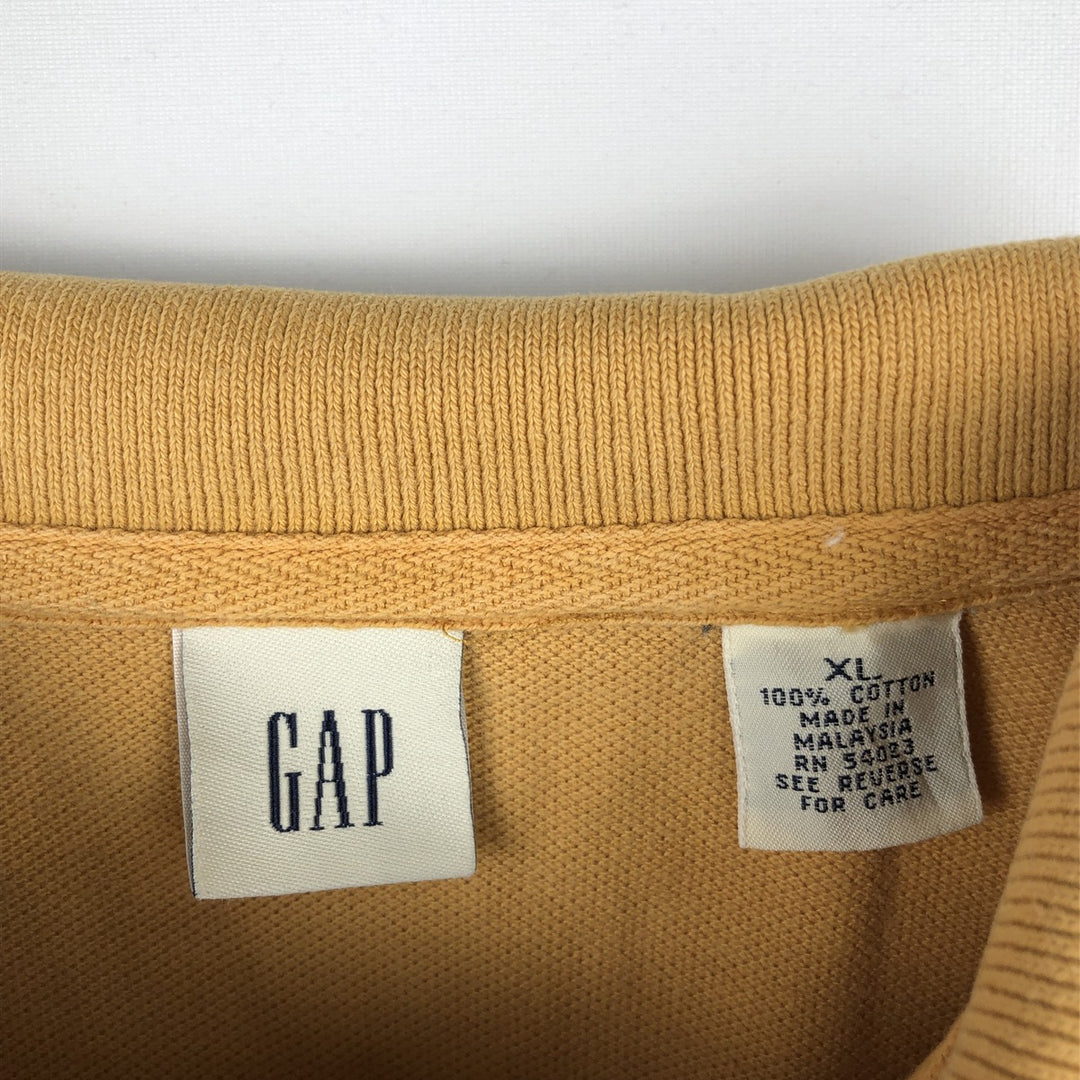 90'S GAP (Old GAP) Long-Sleeve Polo Shirt, Men's Size XL (Equivalent), Vintage cotton yellow type Vintage Second Hand