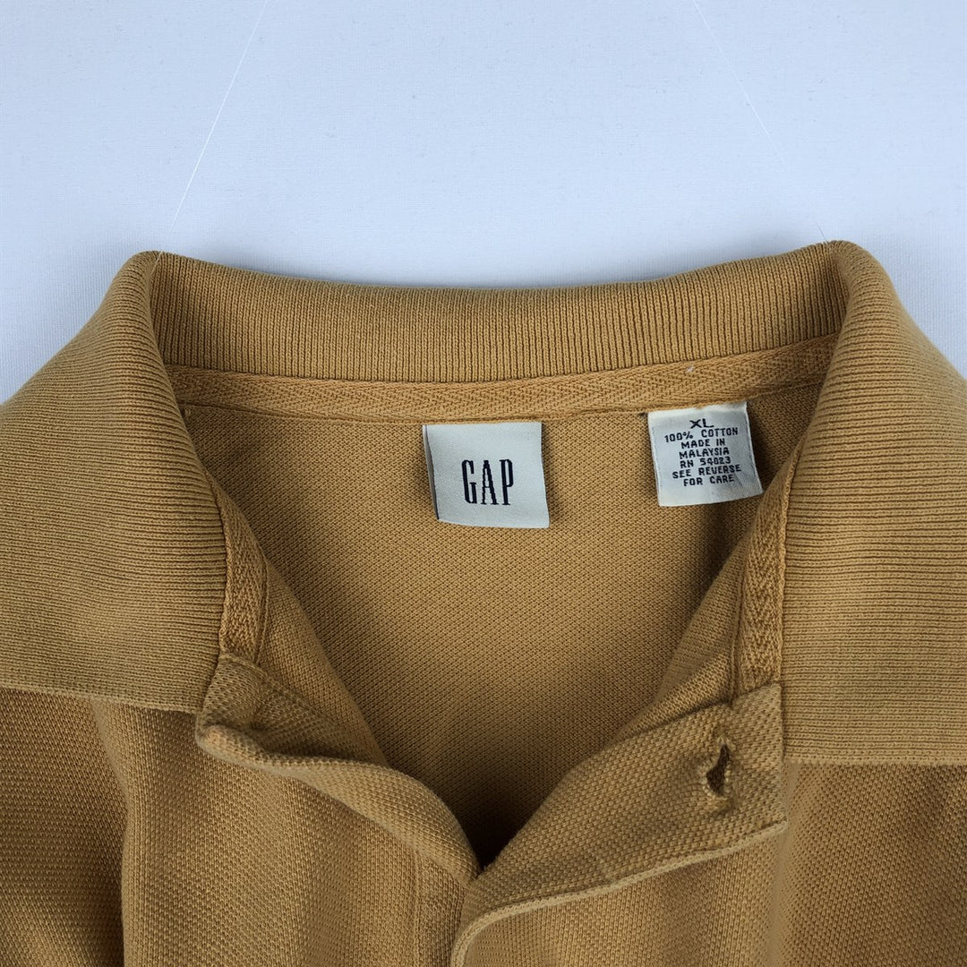 90'S GAP (Old GAP) Long-Sleeve Polo Shirt, Men's Size XL (Equivalent), Vintage cotton yellow type Vintage Second Hand