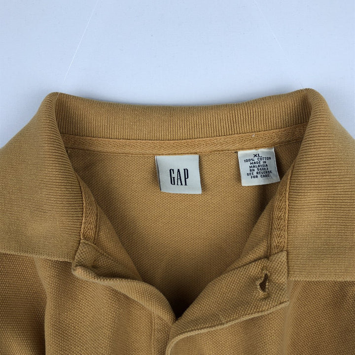 90'S GAP (Old GAP) Long-Sleeve Polo Shirt, Men's Size XL (Equivalent), Vintage cotton yellow type Vintage Second Hand