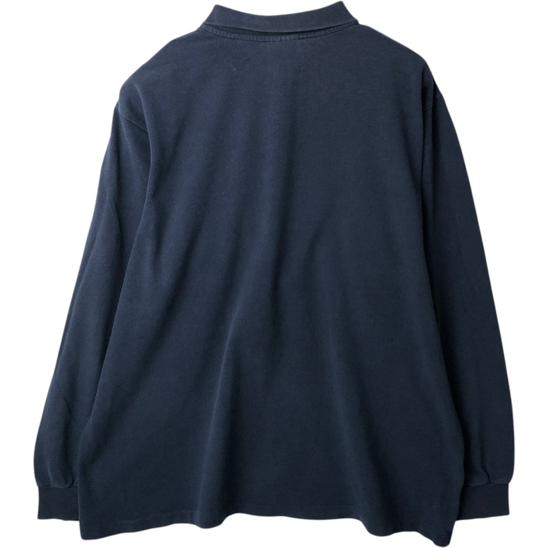 Lacoste long-sleeved polo shirt, size 7 (equivalent to men's XL). cotton navy blue type Vintage Second Hand
