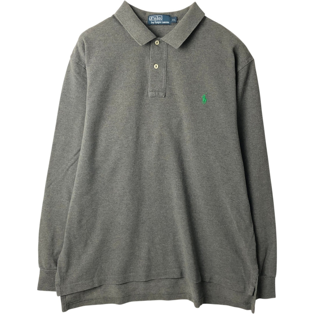 Ralph Lauren POLO by Ralph Lauren long sleeve polo shirt, men's XL size cotton gray type Vintage Second Hand