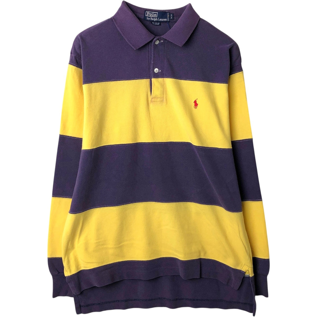 Ralph Lauren POLO by Ralph Lauren Long Sleeve Striped Polo Shirt Men's M cotton purple type Vintage Second Hand