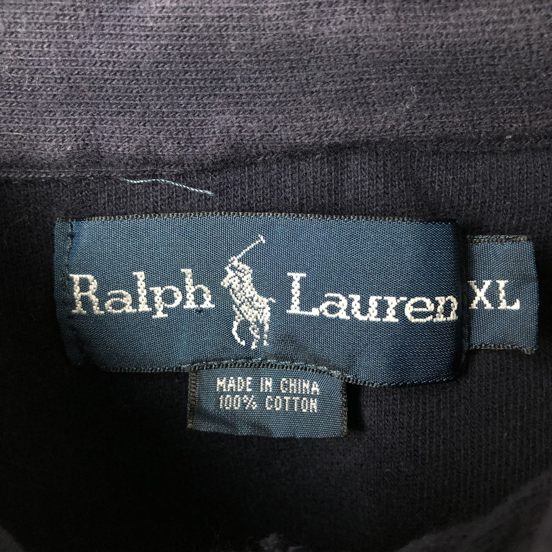 Ralph Lauren button-down long-sleeve polo shirt, men's size XL (approx.) cotton navy blue type Vintage Second Hand