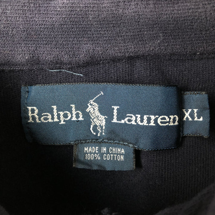 Ralph Lauren button-down long-sleeve polo shirt, men's size XL (approx.) cotton navy blue type Vintage Second Hand