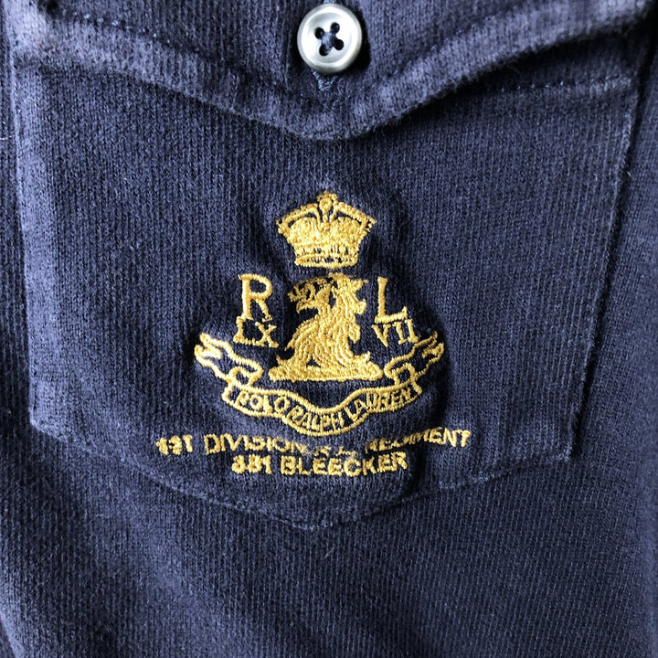 Ralph Lauren button-down long-sleeve polo shirt, men's size XL (approx.) cotton navy blue type Vintage Second Hand