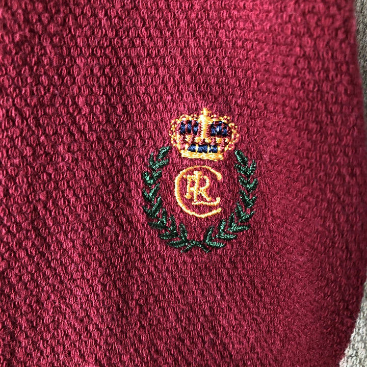 Ralph Lauren CHAPS Multi-Stripe Long-Sleeve Striped Polo Shirt, Men's Size L (approx.) cotton red type Vintage Second Hand