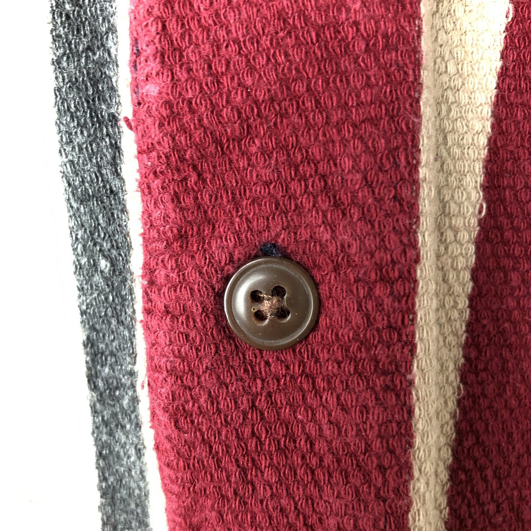 Ralph Lauren CHAPS Multi-Stripe Long-Sleeve Striped Polo Shirt, Men's Size L (approx.) cotton red type Vintage Second Hand