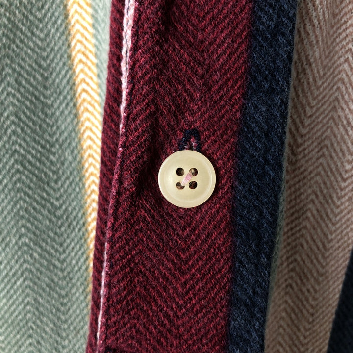 Ralph Lauren CHAPS Multi-stripe Herringbone Long-Sleeve Striped Polo Shirt, Men's Size M (approx.) cotton navy blue type Vintage Second Hand