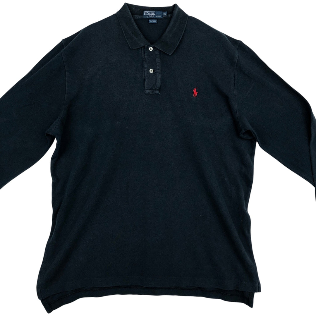 Ralph Lauren POLO by Ralph Lauren long sleeve polo shirt, men's XL size cotton black type Vintage Second Hand