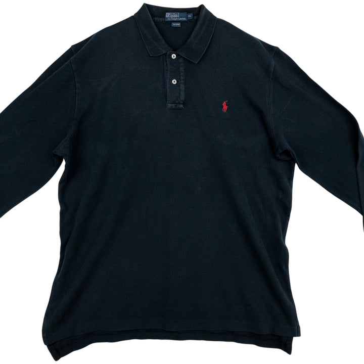 Ralph Lauren POLO by Ralph Lauren long sleeve polo shirt, men's XL size cotton black type Vintage Second Hand