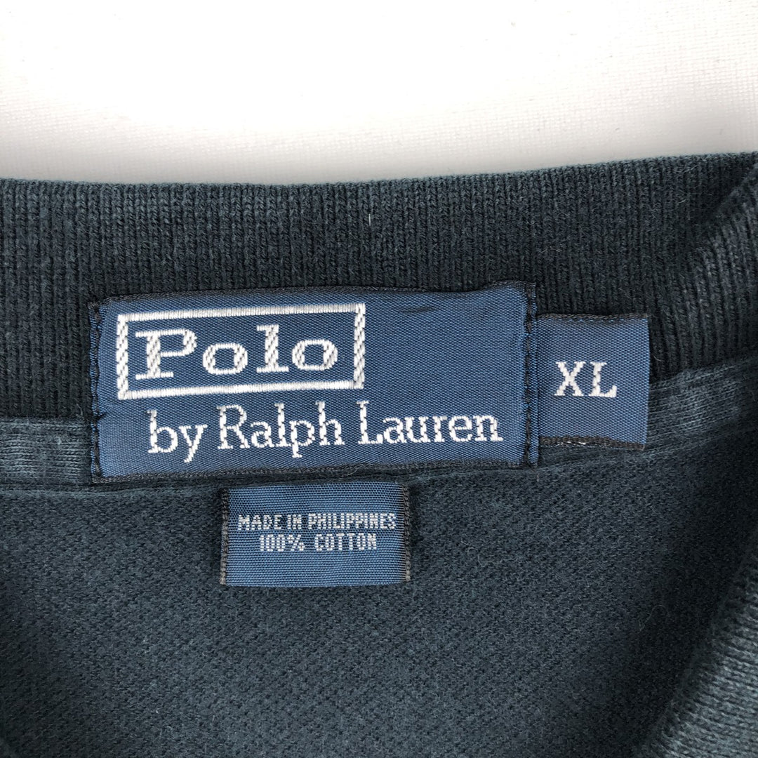 Ralph Lauren POLO by Ralph Lauren long sleeve polo shirt, men's XL size cotton black type Vintage Second Hand