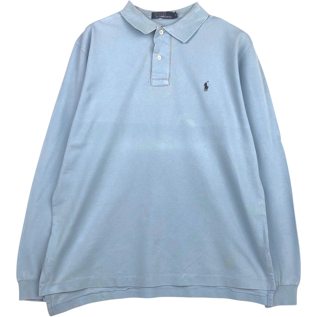 Ralph Lauren POLO by Ralph Lauren long sleeve polo shirt, men's size M cotton Blue type light blue Vintage Second Hand