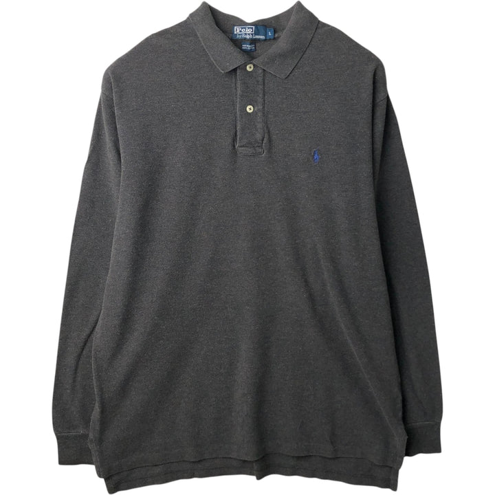 Ralph Lauren POLO by Ralph Lauren long sleeve polo shirt, men's size L cotton Charcoal Vintage Second Hand