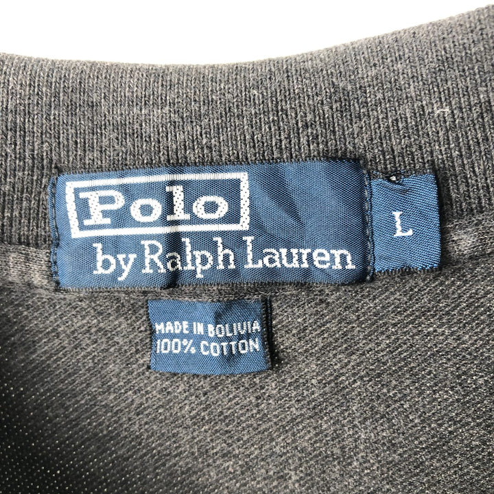 Ralph Lauren POLO by Ralph Lauren long sleeve polo shirt, men's size L cotton Charcoal Vintage Second Hand