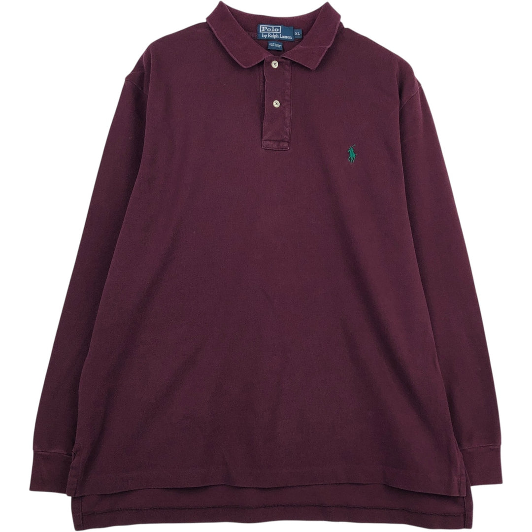 Ralph Lauren POLO by Ralph Lauren long sleeve polo shirt, men's XL size cotton red type reddish brown Vintage Second Hand