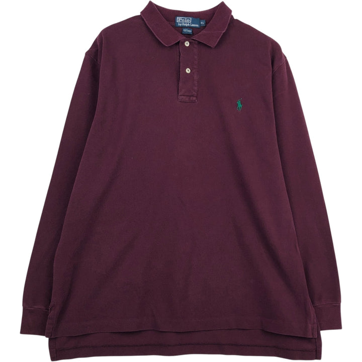 Ralph Lauren POLO by Ralph Lauren long sleeve polo shirt, men's XL size cotton red type reddish brown Vintage Second Hand