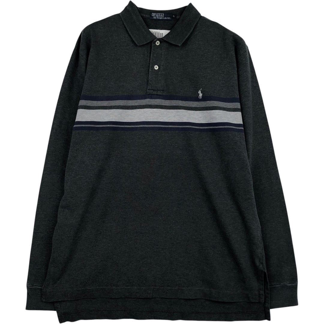 Ralph Lauren POLO by Ralph Lauren long sleeve polo shirt, men's size L cotton gray type Vintage Second Hand