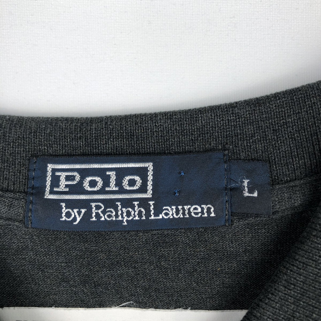 Ralph Lauren POLO by Ralph Lauren long sleeve polo shirt, men's size L cotton gray type Vintage Second Hand