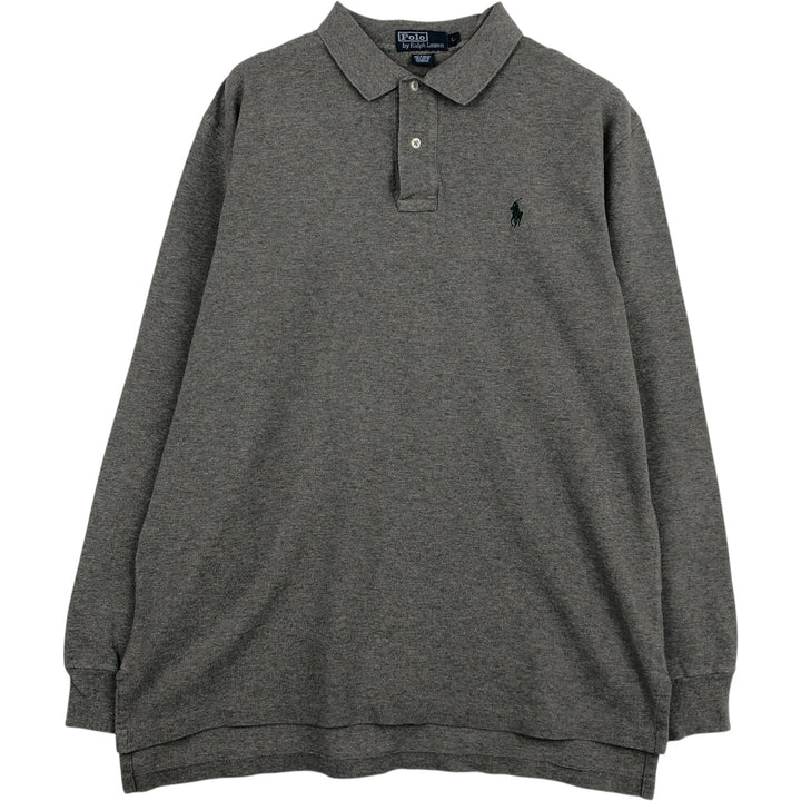 Ralph Lauren POLO by Ralph Lauren long sleeve polo shirt, men's size L cotton Charcoal Vintage Second Hand