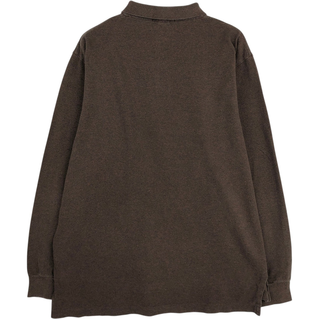 Ralph Lauren POLO by Ralph Lauren CUSTOM FIT Long-Sleeve Polo Shirt, Men's Size XL (approx.) cotton brown type Vintage Second Hand