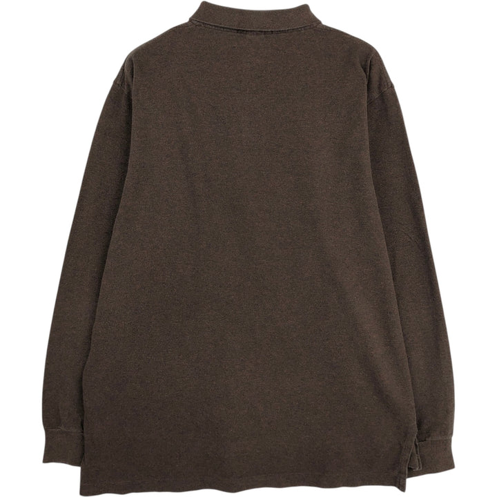 Ralph Lauren POLO by Ralph Lauren CUSTOM FIT Long-Sleeve Polo Shirt, Men's Size XL (approx.) cotton brown type Vintage Second Hand