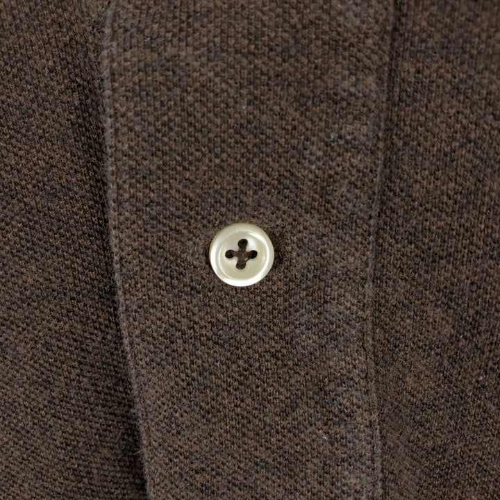 Ralph Lauren POLO by Ralph Lauren CUSTOM FIT Long-Sleeve Polo Shirt, Men's Size XL (approx.) cotton brown type Vintage Second Hand