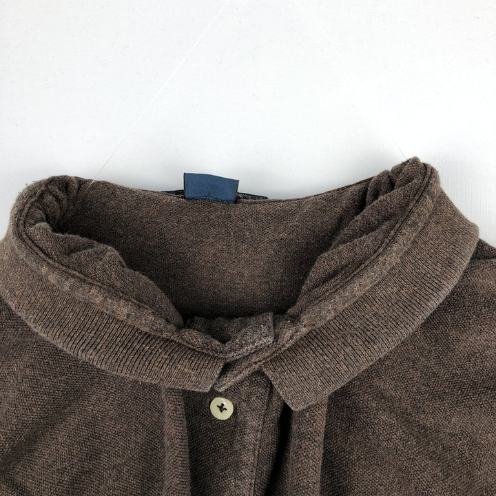 Ralph Lauren POLO by Ralph Lauren CUSTOM FIT Long-Sleeve Polo Shirt, Men's Size XL (approx.) cotton brown type Vintage Second Hand